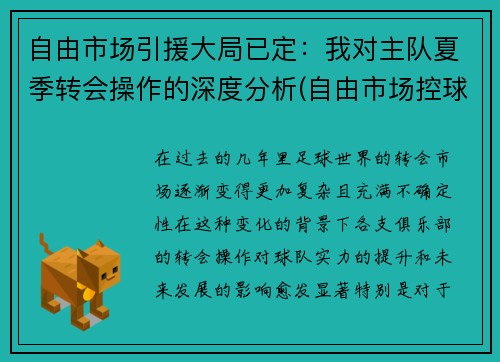 自由市场引援大局已定：我对主队夏季转会操作的深度分析(自由市场控球后卫)